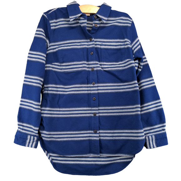 Duluth Trading Co Men's Button Up Shirt Blue Striped Small Long Sleeve - Picture 1 of 11